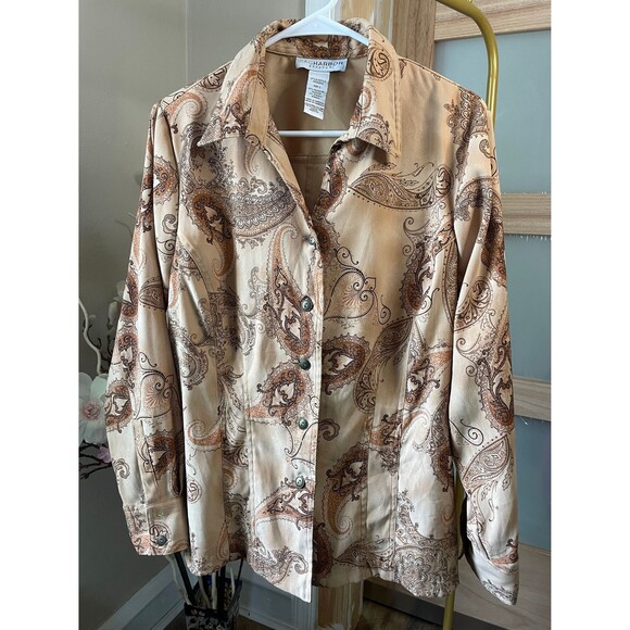 Sag & Harbor Fall Woman Long Sleeve Shirt, Long Sleeve Button Up Top Large - Picture 4 of 10